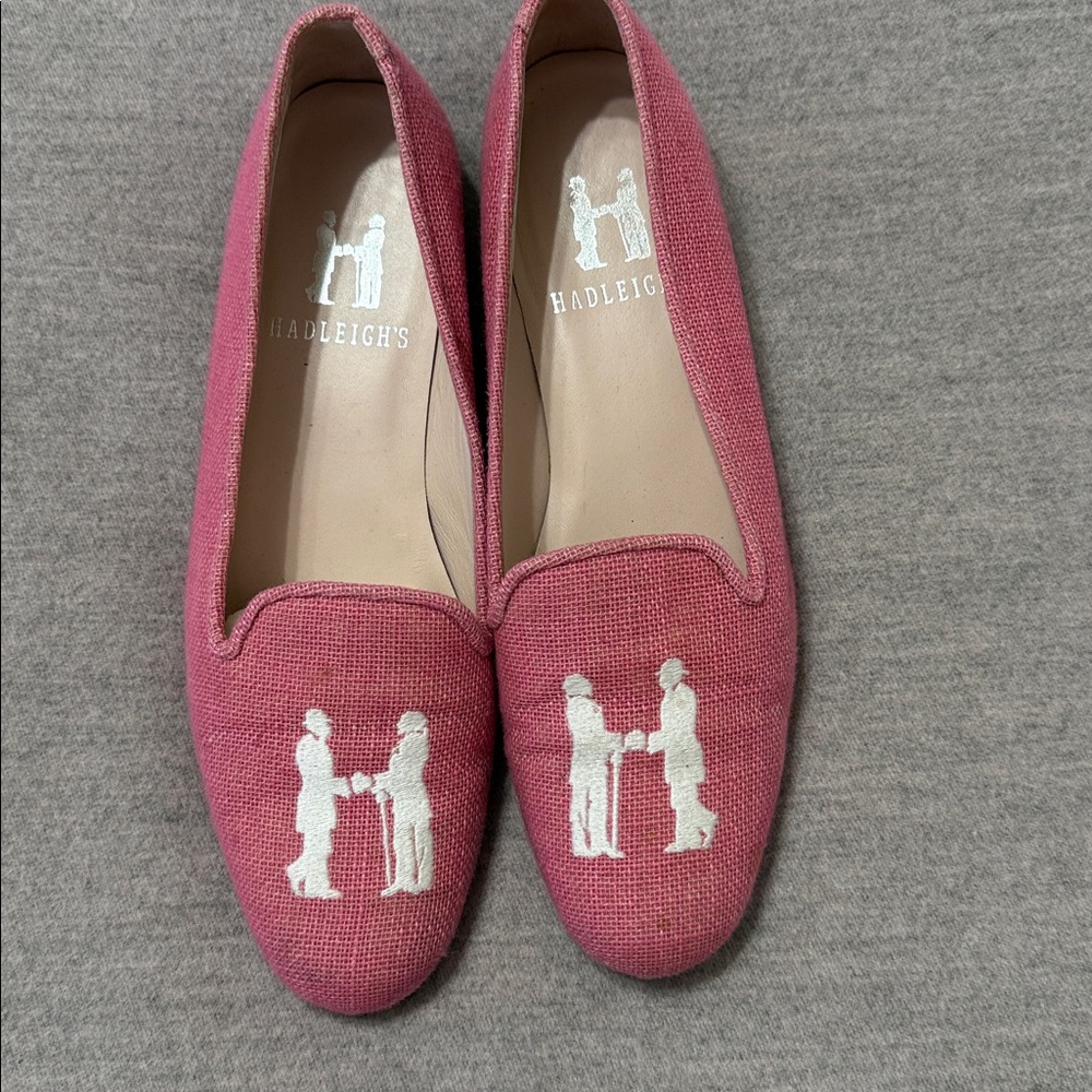 Hadleigh's Pink Loafers with Embroidered Design